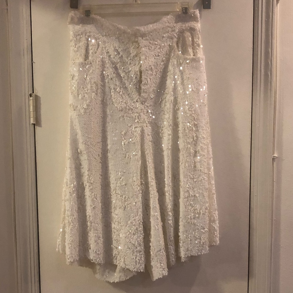 Zara White Sequin Long Board Short